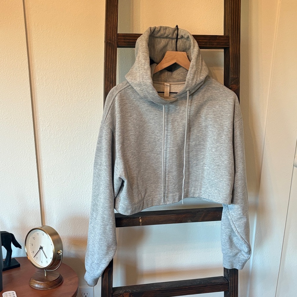 alo gray cropped hoodie